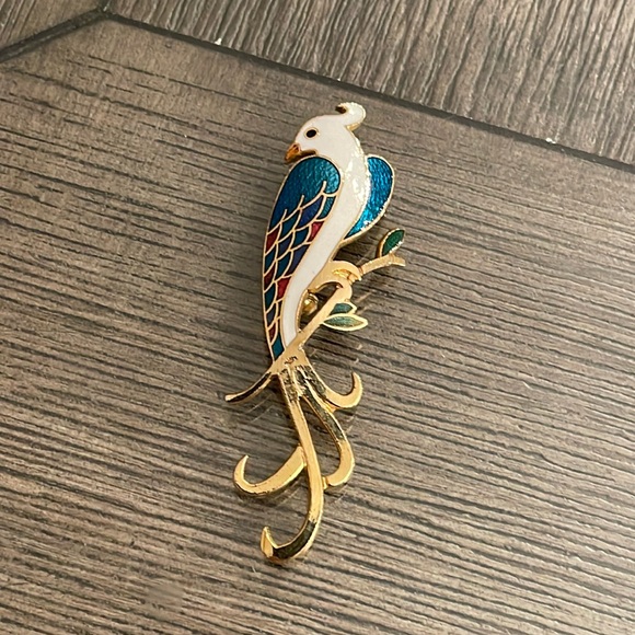 Vintage Enamel Cloisonné Peacock Bird Pin - Brooch - Picture 2 of 16